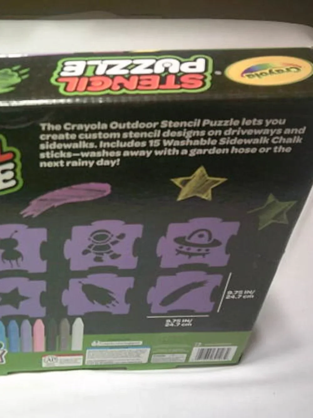 NEW CRAYOLA STENCIL PUZZLE OUTDOOR SIDEWALK FUN AGES 4+ WASHABLE CHALK GREAT 🎁